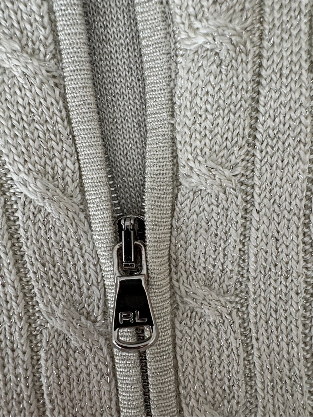 Ralph Lauren Golf White Polo with Metallic Silver Cable-Zip Vest Sz S - Picture 7 of 10